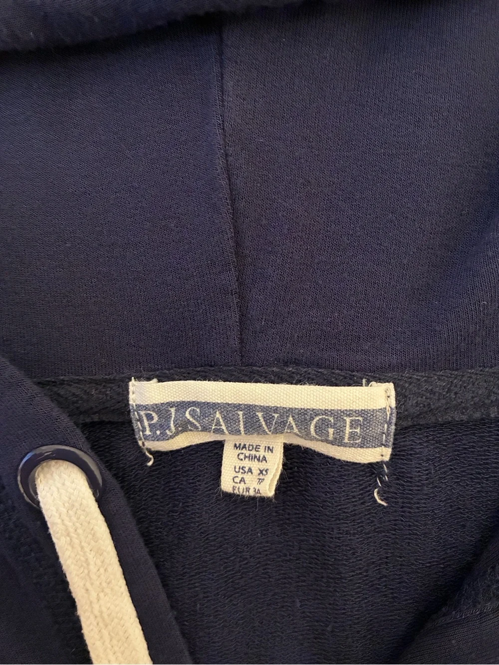 PJ Salvage Navy Hooded Track Jacket & Striped Joggers Lounge Set (XS/S)